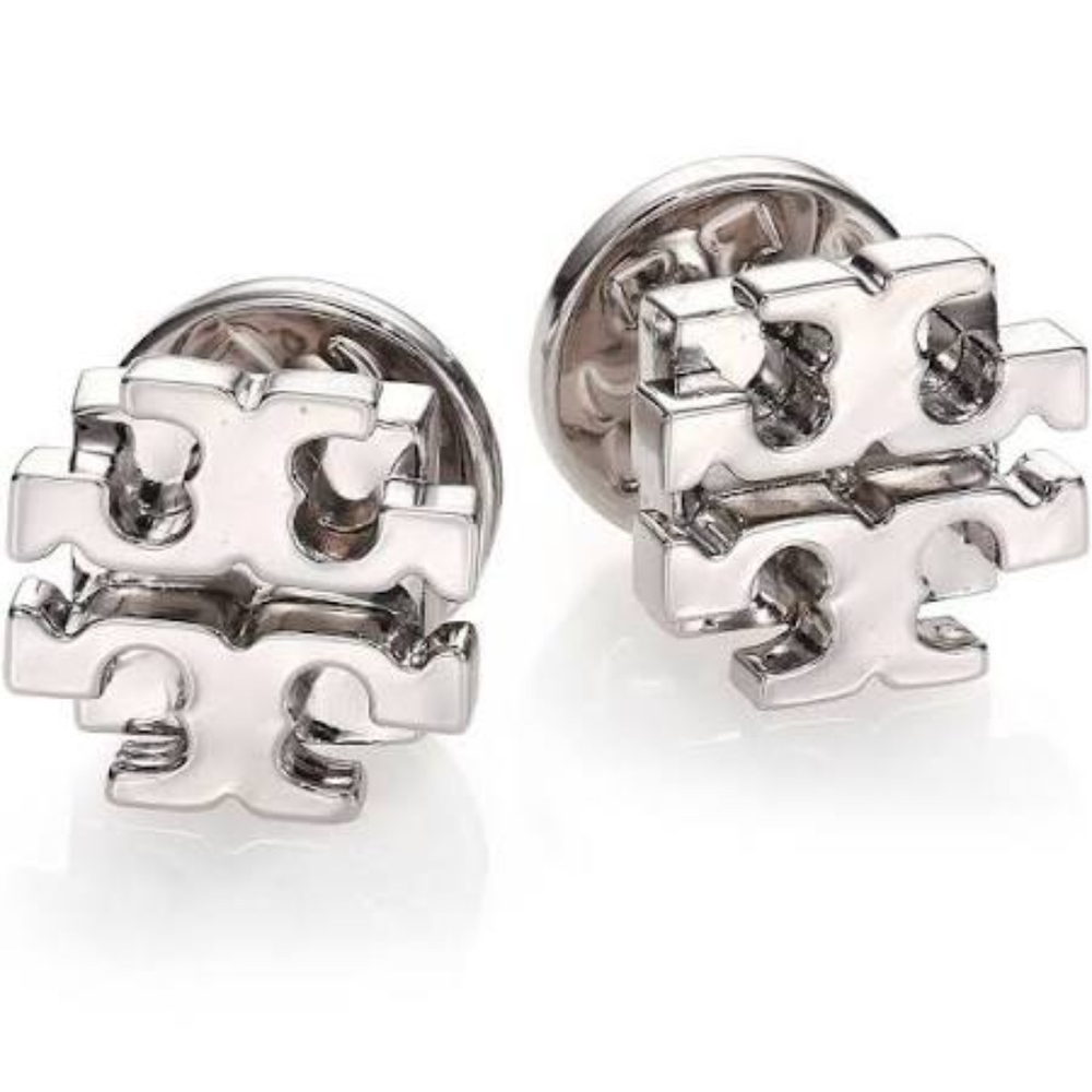 Tory Burch Silver Classic T logo Stud Earrings